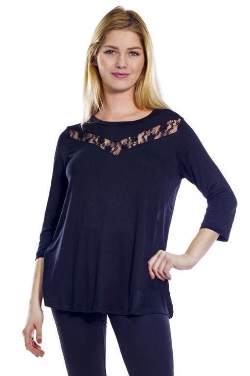 Rhonda Shear Lace Inset Top - FINAL SALE