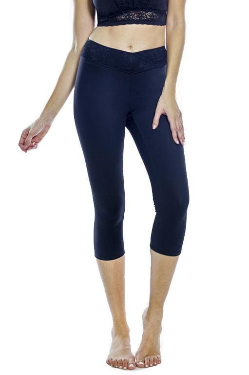 Rhonda Shear Lace Waist Capri Legging - FINAL SALE