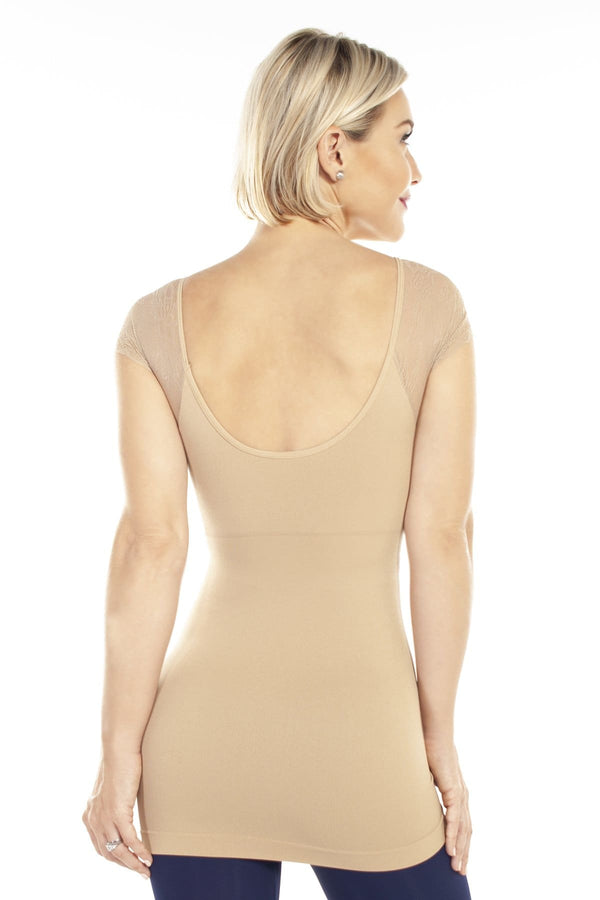 Rhonda Shear Seamless Shaping Tee With Lace Sleeves - Final Sale