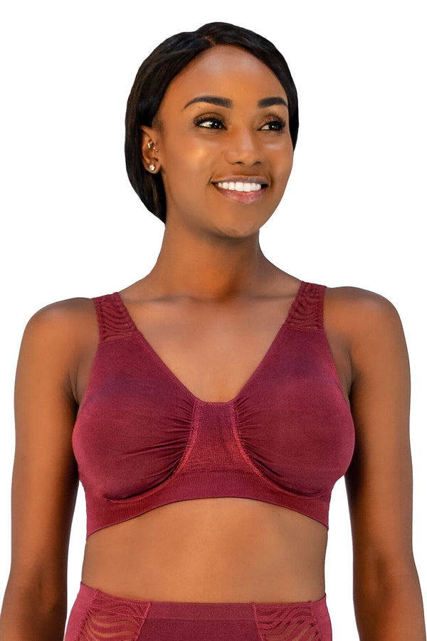 Rhonda Shear Seamless Underwire Bra With Lace Strap Detail - Final Sale