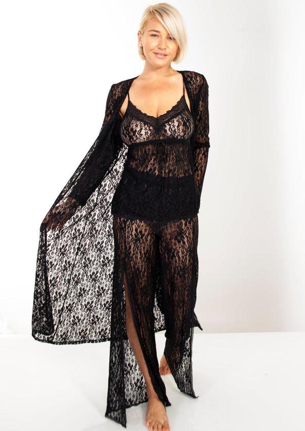 rhonda shear Up All Night Stretch Lace Duster - Final Sale
