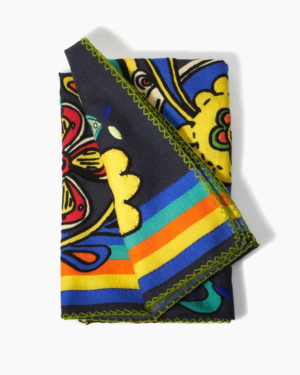 rianna nina CAROLINA HERRERA x RIANNA + NINA Embroidered Wool Scarf Black