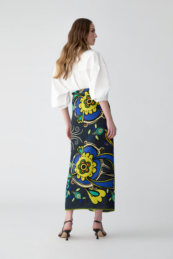 Rianna Nina CAROLINA HERRERA X RIANNA + NINA Embroidered Wool Scarf Black