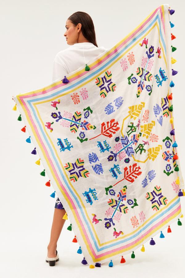 Rianna Nina Kilimi Embroidered Linen Scarf Square