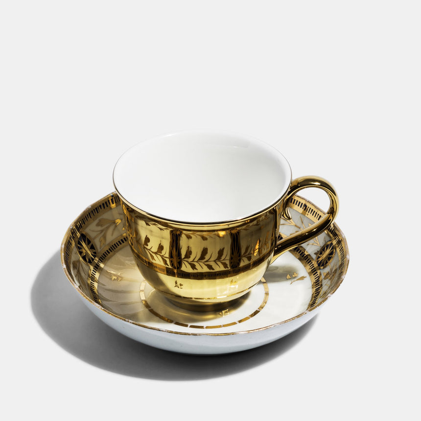 Richard Brendon Chamberlain And Worcester Saucer C.1800 And Gold Reflect Teacup