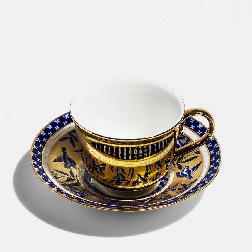 Richard Brendon Coalport Saucer C.1880 And Gold Reflect Teacup