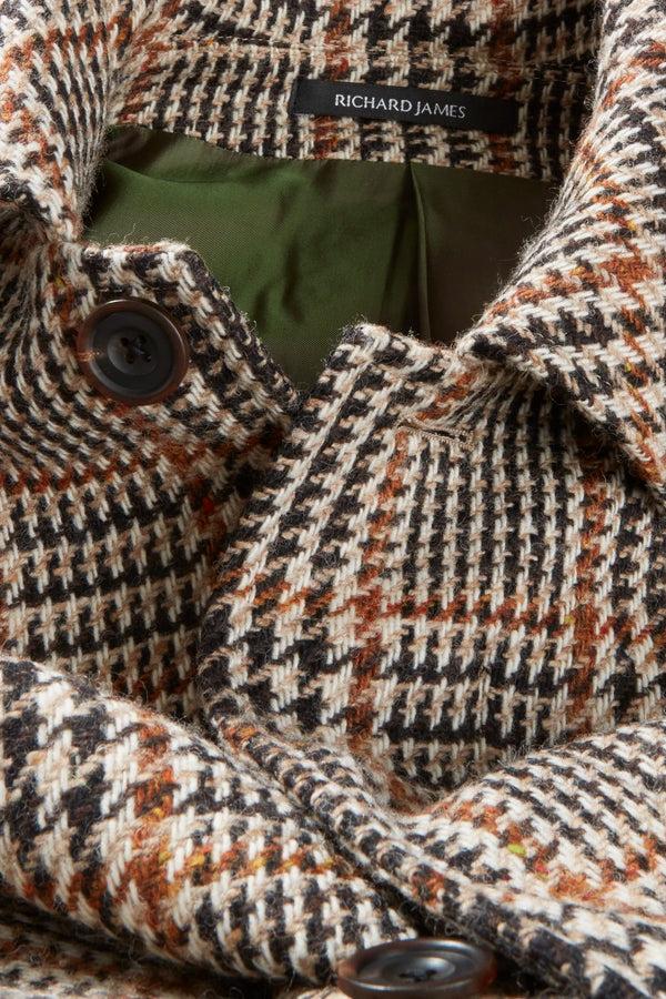 Richard James Belted Coat – Nut Brown Pure New Wool Check
