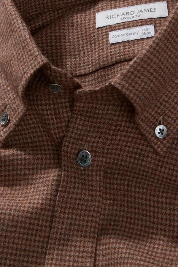 Richard James Button-Down Shirt – Nutmeg Puppytooth Flannel