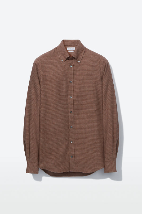 richard james Button-Down Shirt – Nutmeg Puppytooth Flannel