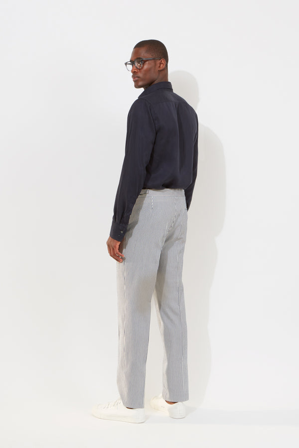 Richard James Chapman Trousers – Navy Double-Faced Seersucker