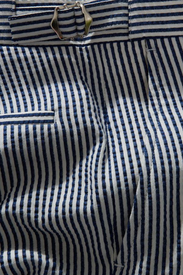 Richard James Chapman Trousers – Navy Double-Faced Seersucker