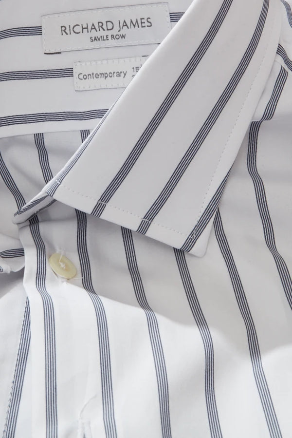 Richard James Contemporary Shirt – Navy & White Mayfair Stripe