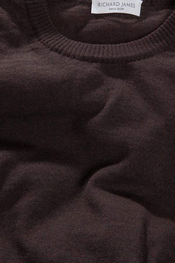 Richard James Crew Neck – Dark Coffee Fine Gauge Merino