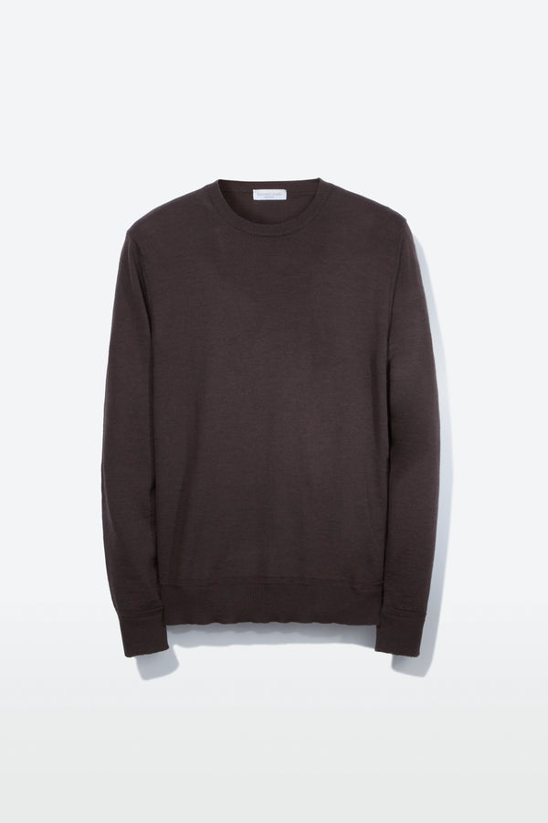 richard james Crew Neck – Dark Coffee Fine Gauge Merino