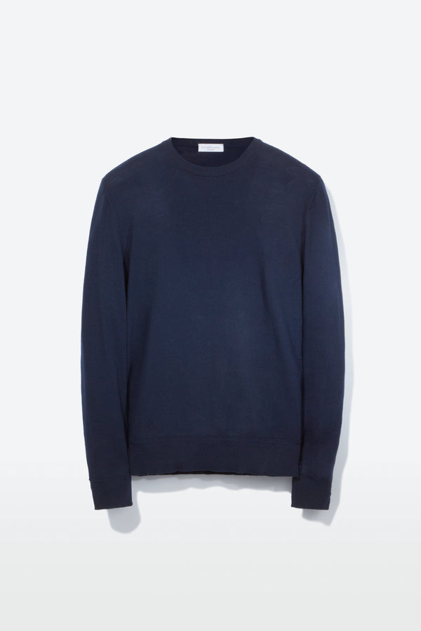 richard james Crew Neck – Navy Melange Fine Gauge Merino