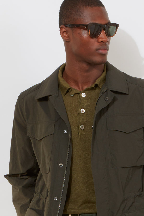 Richard James Field Jacket – Lightweight Olive Recycled PA Cotton Blend