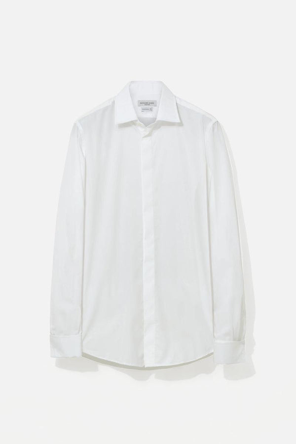 Richard James Fly Front Double Cuff Poplin Cotton Shirt