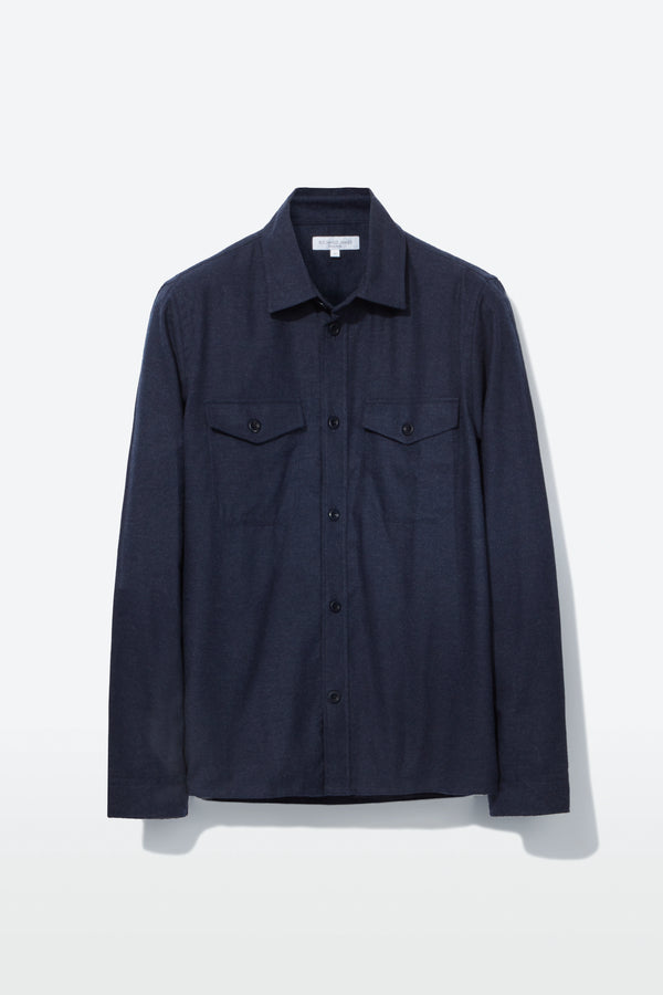 richard james Overshirt – Navy Cotton & Cashmere Flannel