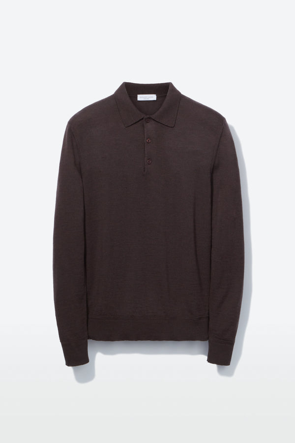 richard james Polo – Dark Coffee Fine Gauge Merino Wool