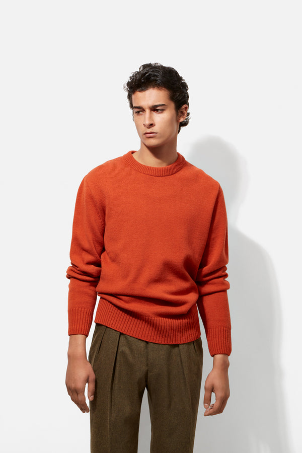 Richard James Crew Neck - Burnt Orange Wool & Cashmere