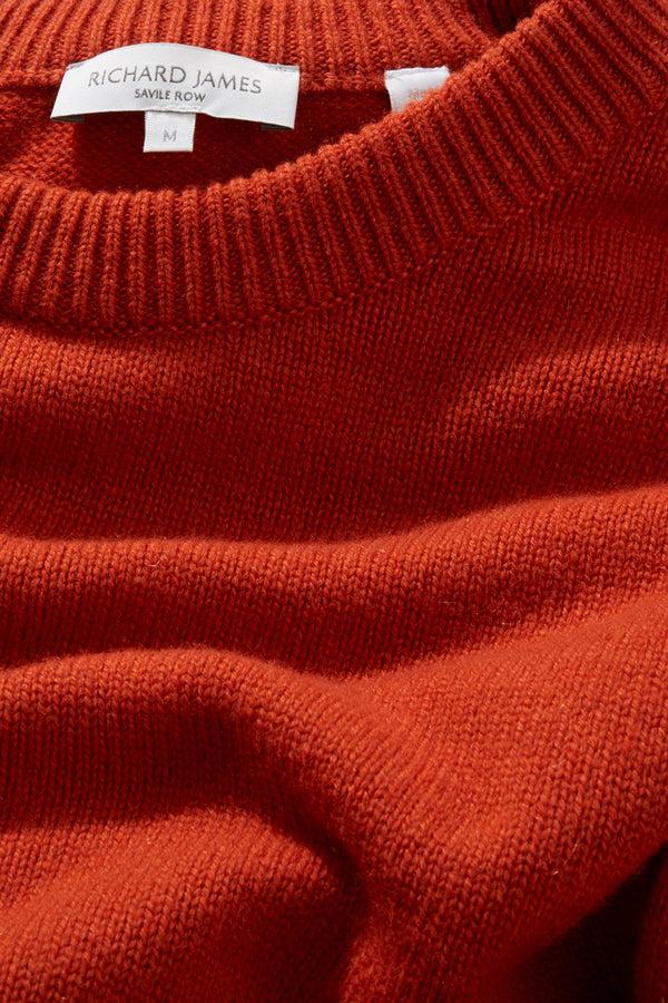 Richard James Crew Neck - Burnt Orange Wool & Cashmere