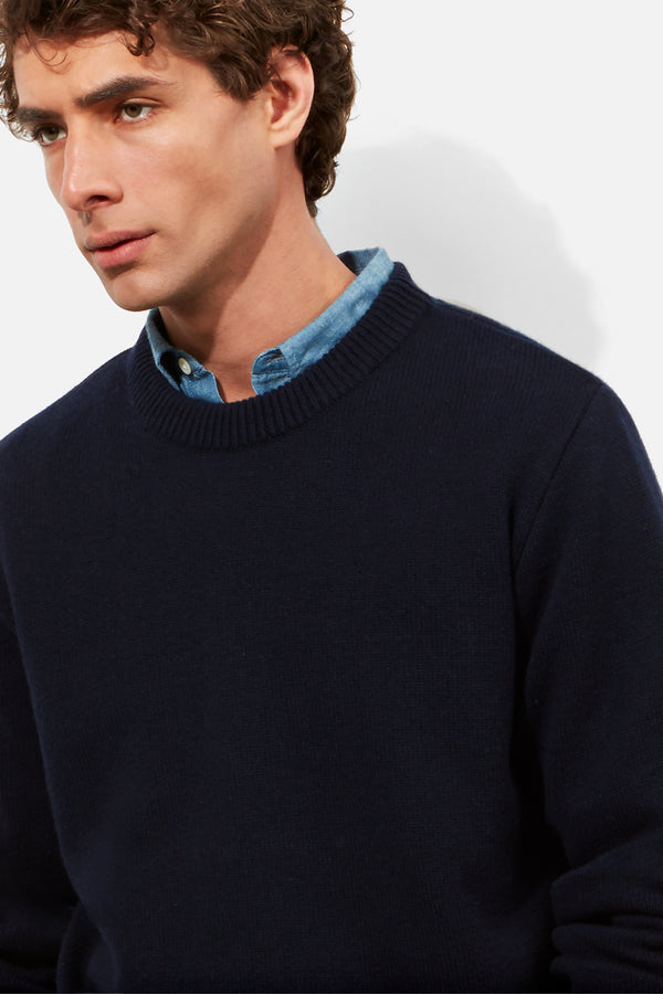 Richard James Crew Neck - Dark Navy Wool & Cashmere