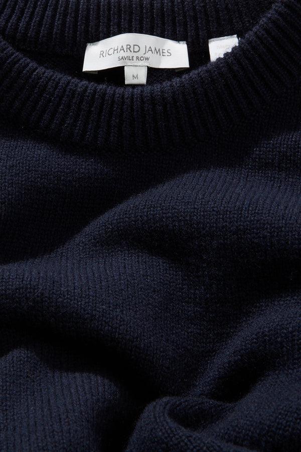 Richard James Crew Neck - Dark Navy Wool & Cashmere