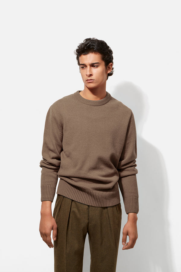 Richard James Crew Neck - Mushroom Wool & Cashmere