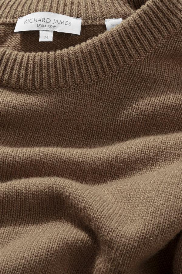 Richard James Crew Neck - Mushroom Wool & Cashmere