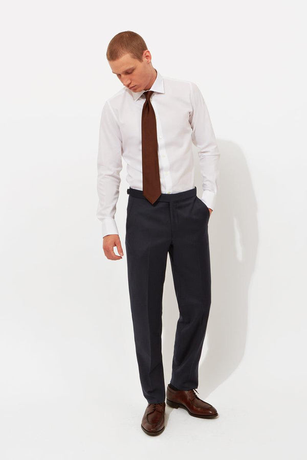 richard james Navy Classic Twill Trousers