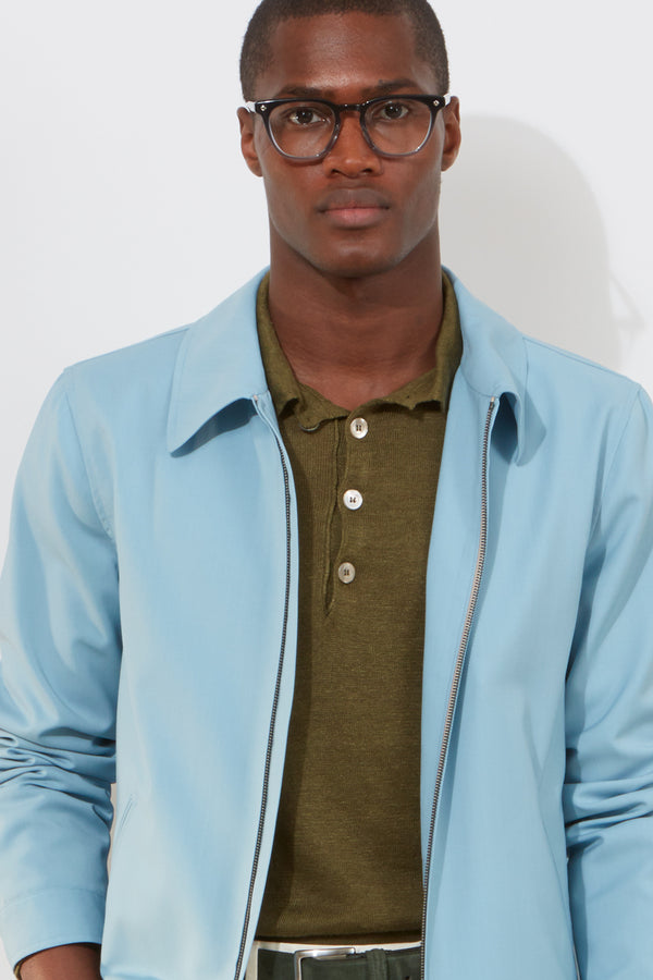 Richard James Zip Blouson – Sky Blue Wool & Mohair