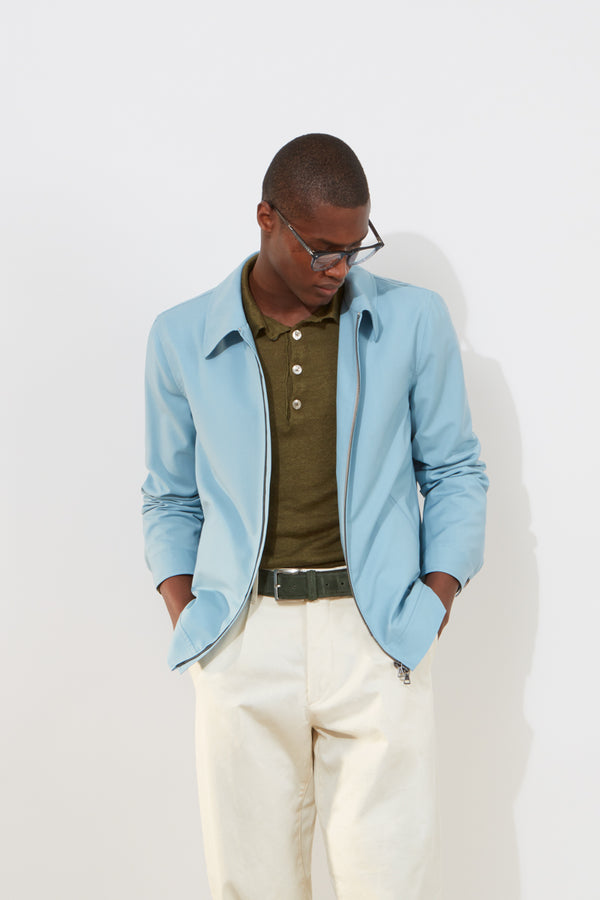richard james Zip Blouson – Sky Blue Wool & Mohair