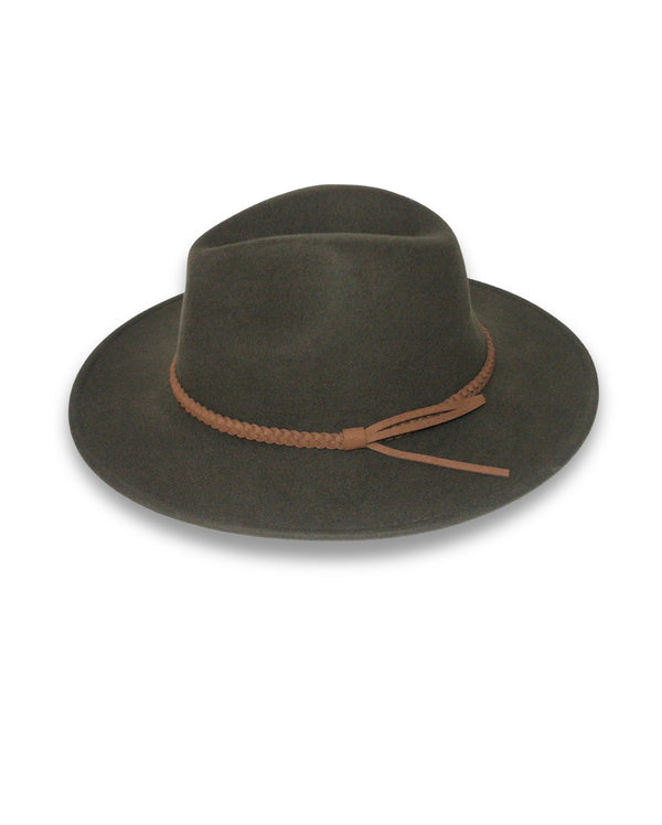 Rigon Headwear Blake Felt Fedora - Dark Khaki Cancer Council Dark Khaki