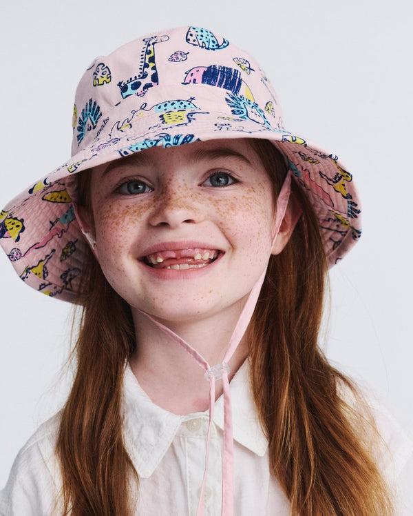 Rigon Headwear Darcy Bucket Cancer Council White Dino