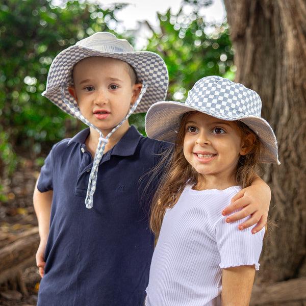 Rigon Headwear Finley Reversible Beach Hat Summer Living Blue Check/Blue