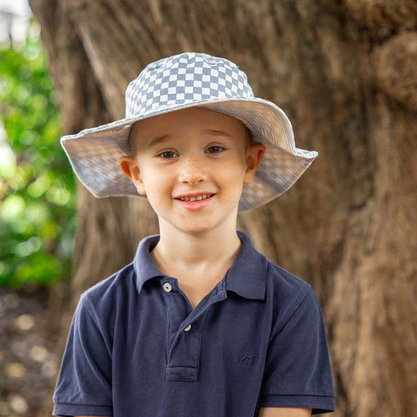 rigon headwear Finley Reversible Beach Hat Summer Living Blue Check/Blue