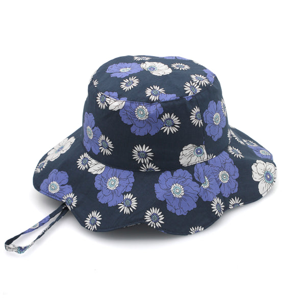 Rigon Headwear Flora Bucket Cancer Council Navy Floral