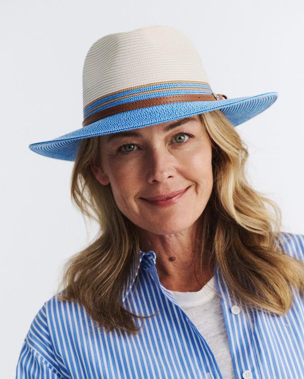 Rigon Headwear Heritage Town & Country Fedora Cancer Council Ivory/Ice Blue