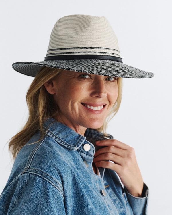 rigon headwear Heritage Town & Country Fedora Cancer Council Ivory/Ice Blue