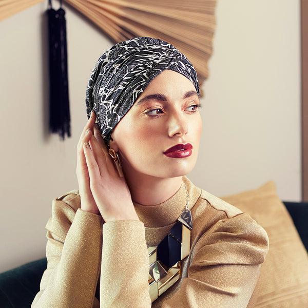 rigon headwear HOC Boho Sapphire Turban - Floral Woods Christine Headwear Floral Woods