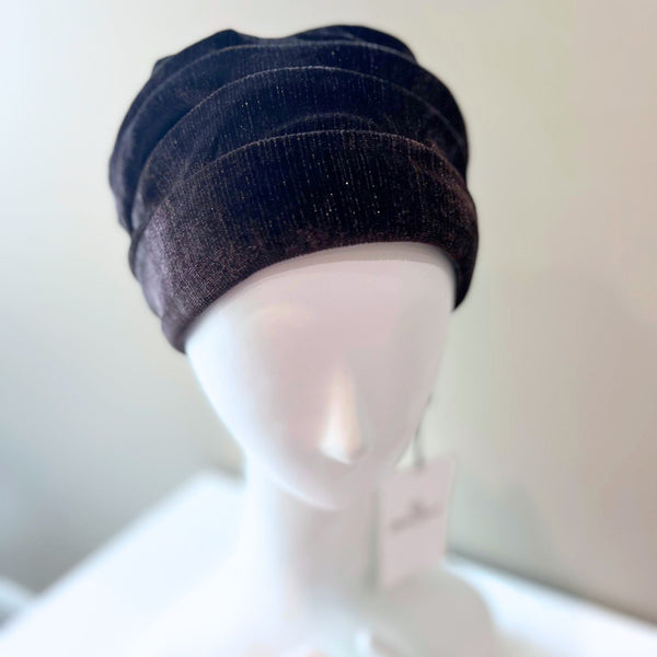 rigon headwear HOC Boho Scarlett Turban - Shiny Brown Velvet Christine Headwear Shiny Brown