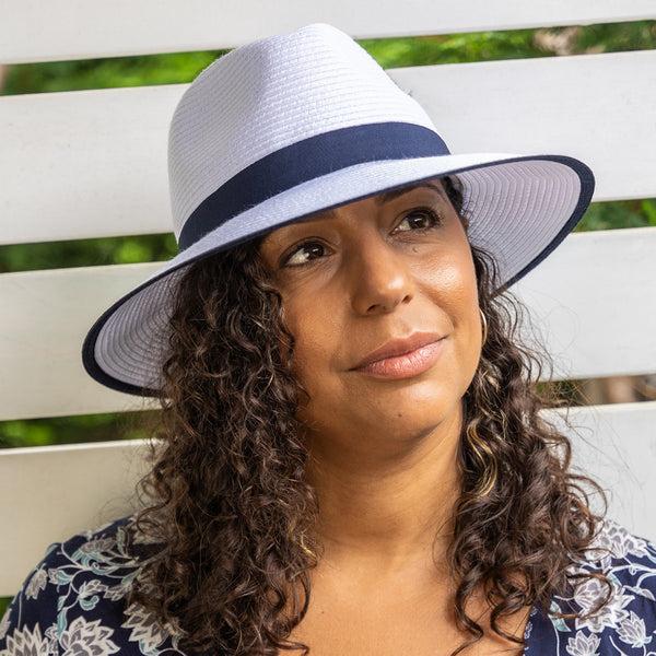 Rigon Headwear Mia Flexibraid® Fedora Cancer Council Navy/White