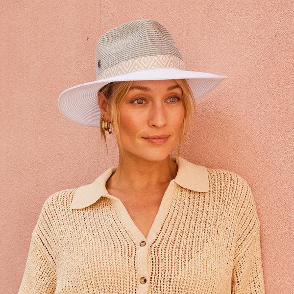 rigon headwear Nadia Fedora Cancer Council Ivory/Mix Camel