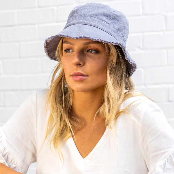 rigon headwear Ava Linen Bucket Summer Living Blue
