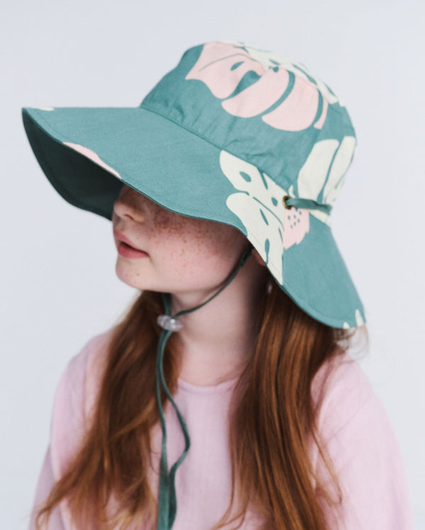 Rigon Headwear Robin Bucket Cancer Council Green Flowers