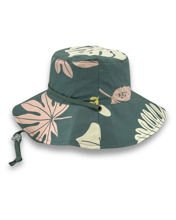Rigon Headwear Robin Bucket Cancer Council Green Flowers