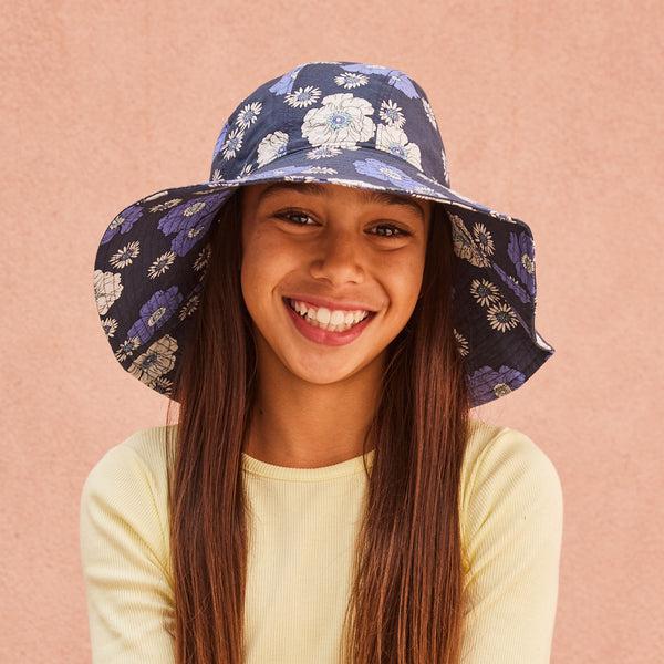 rigon headwear Tammy Bucket Cancer Council Navy Floral