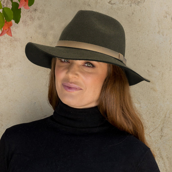 Rigon Headwear Thredbo Wool Felt Fedora BD Winter Dark Khaki