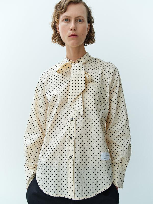 rika studios CAROLINA SHIRT BOW-TIE / CREME-BLACK DOTS