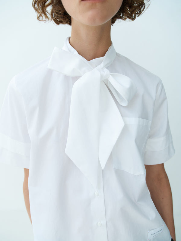 Rika Studios CAROLINA SHIRT SLEEVE SHIRT BOW-TIE / WHITE
